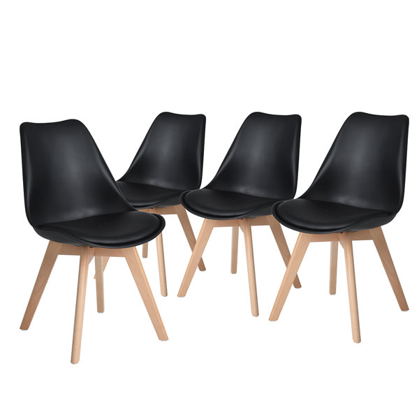 Black plastic deals modern dining chairs